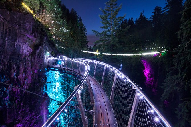 Explore Vancouver City & Capilano Suspension Bridge Canyon Lights - Crossing Lions Gate Bridge and seeing Vancouver from two directions