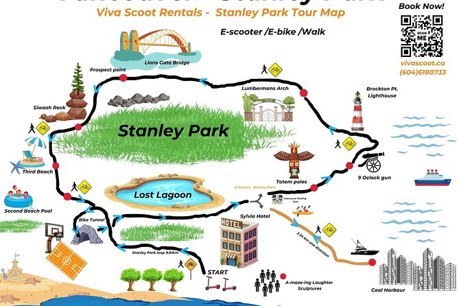 Stanley Park Seawall E-scooter Rental with Self Guided map - Coal Harbour: North Shore Mountains and Burrard Inlet